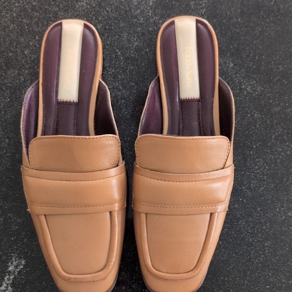 Tan Leather Slip-On Loafers